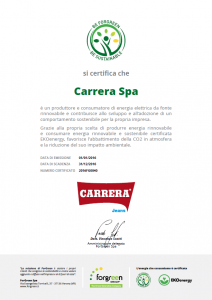 Certificato Be ForGreen Be Sustainable - Carrera