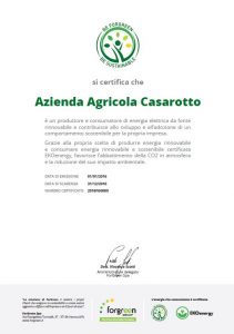 Certificato Azienda Agricola Casarotto